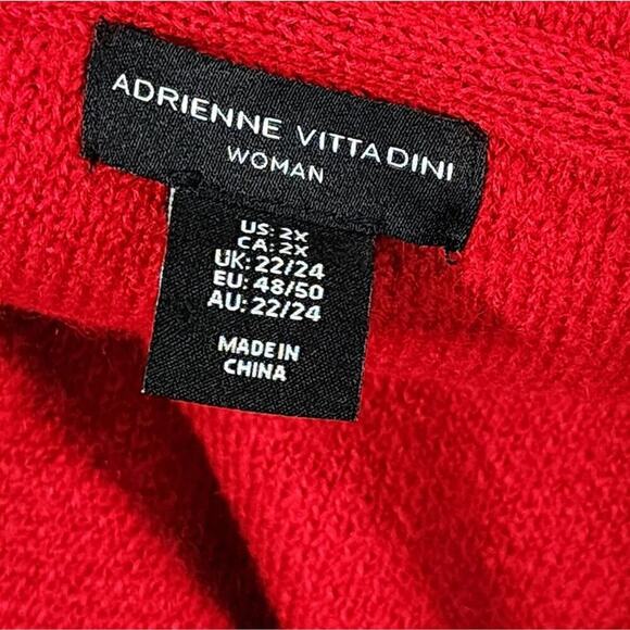 Adrienne Vittadini red wool blend sweater jacket Jackie O 60s style plus size 2X - Picture 5 of 8